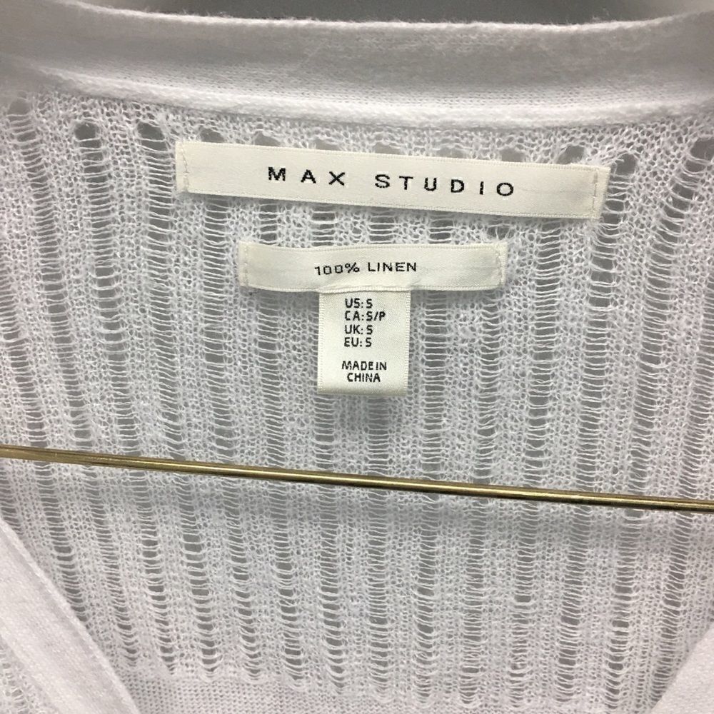 Max Studio | White Linen Button Front Cardigan | L - Picture 5 of 6